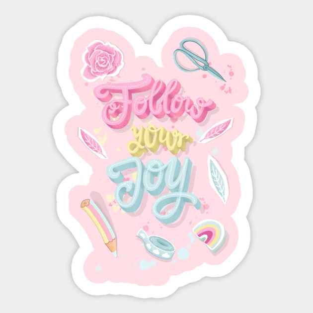 Follow your joy lettering for creative people Sticker by Lamalou Design